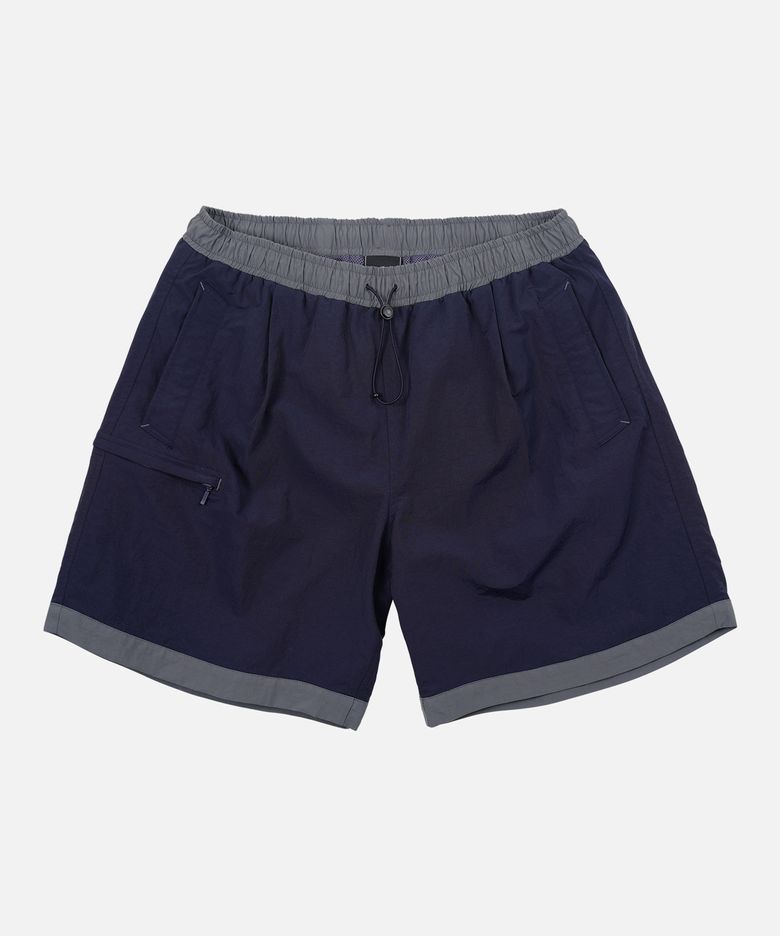 NYLON SET-UP TRACK SHORTS _ NAVY
