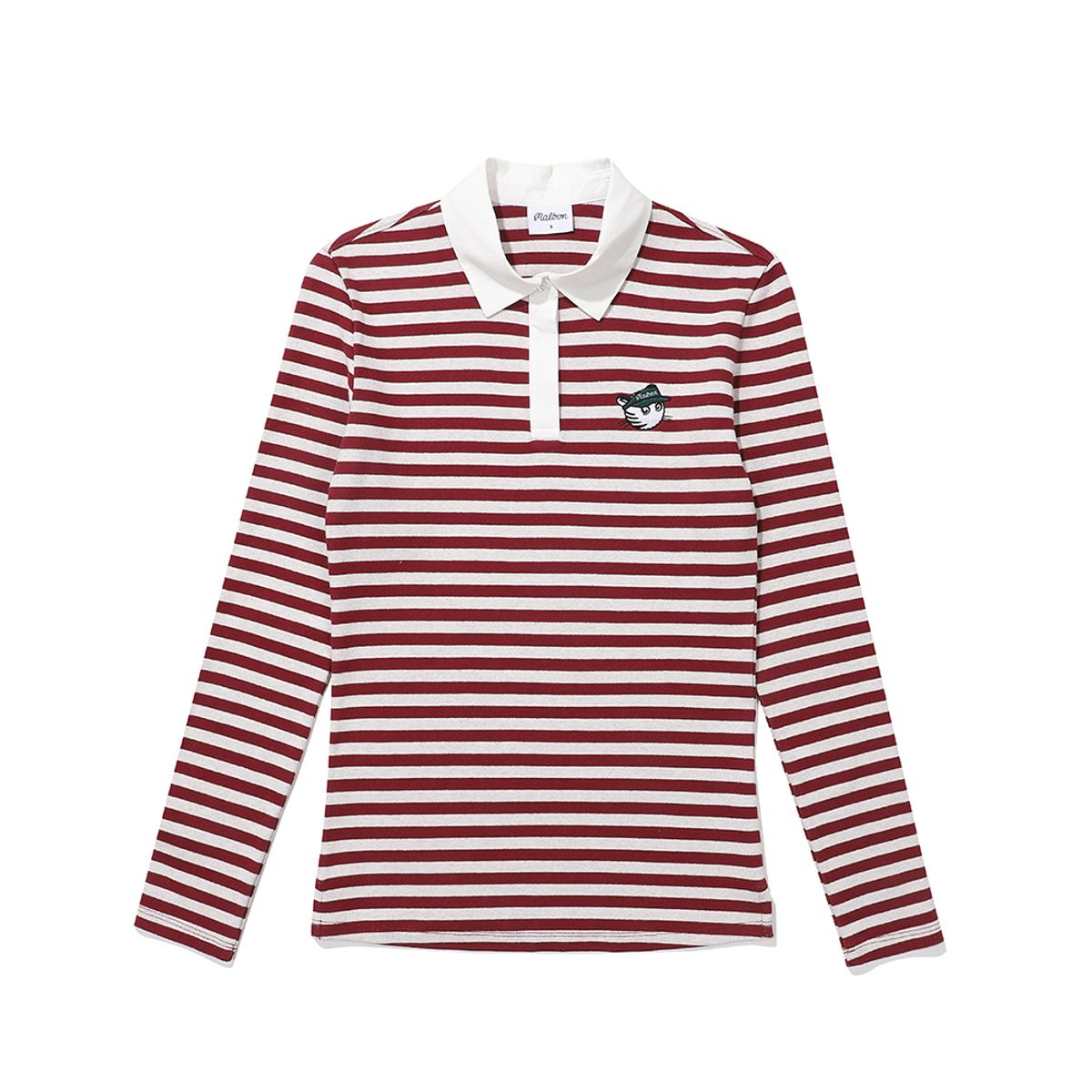말본 골프(MALBON GOLF) 말본 스트라이프 폴로 티셔츠 RED (WOMAN)