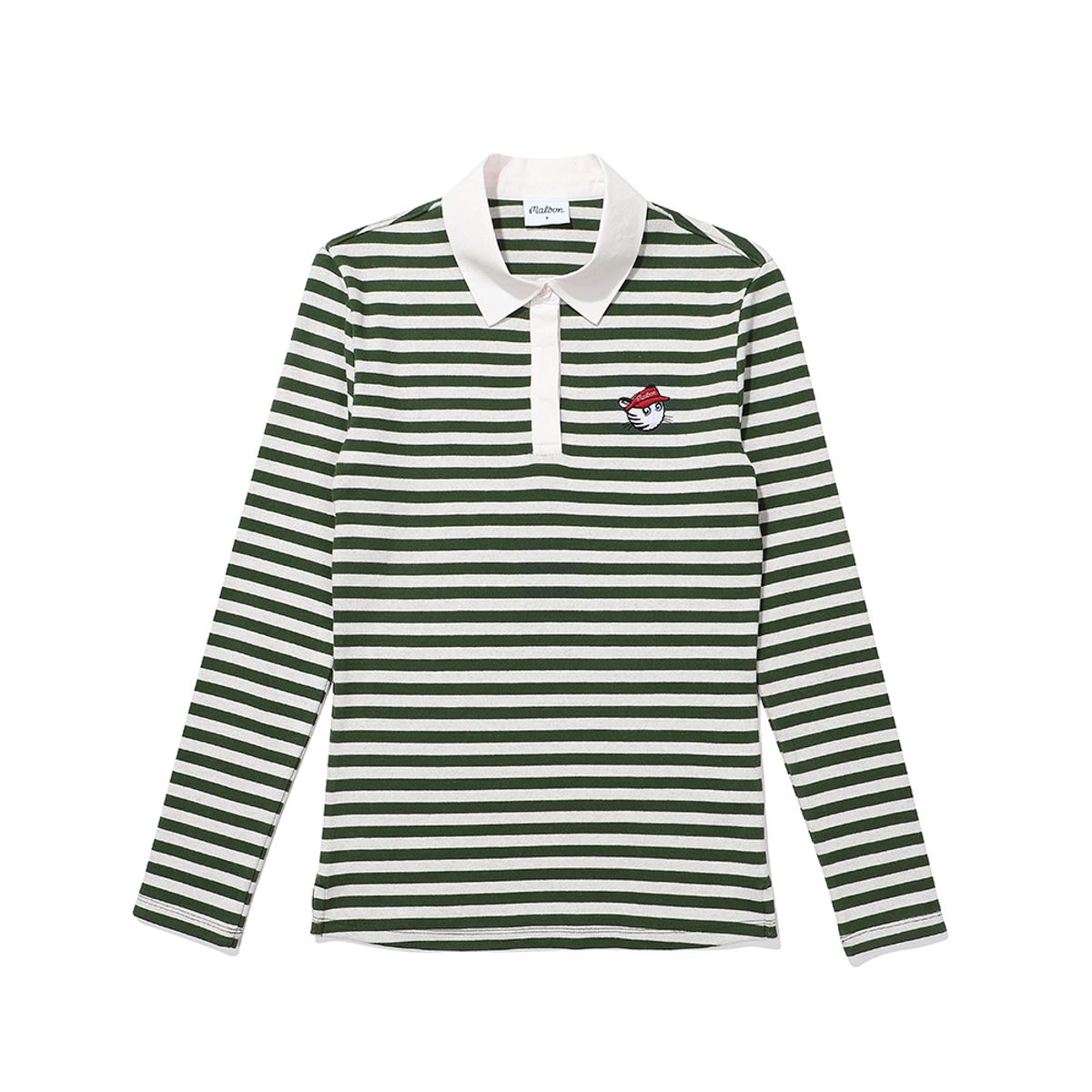 말본 골프(MALBON GOLF) 말본 스트라이프 폴로 티셔츠 GREEN (WOMAN)