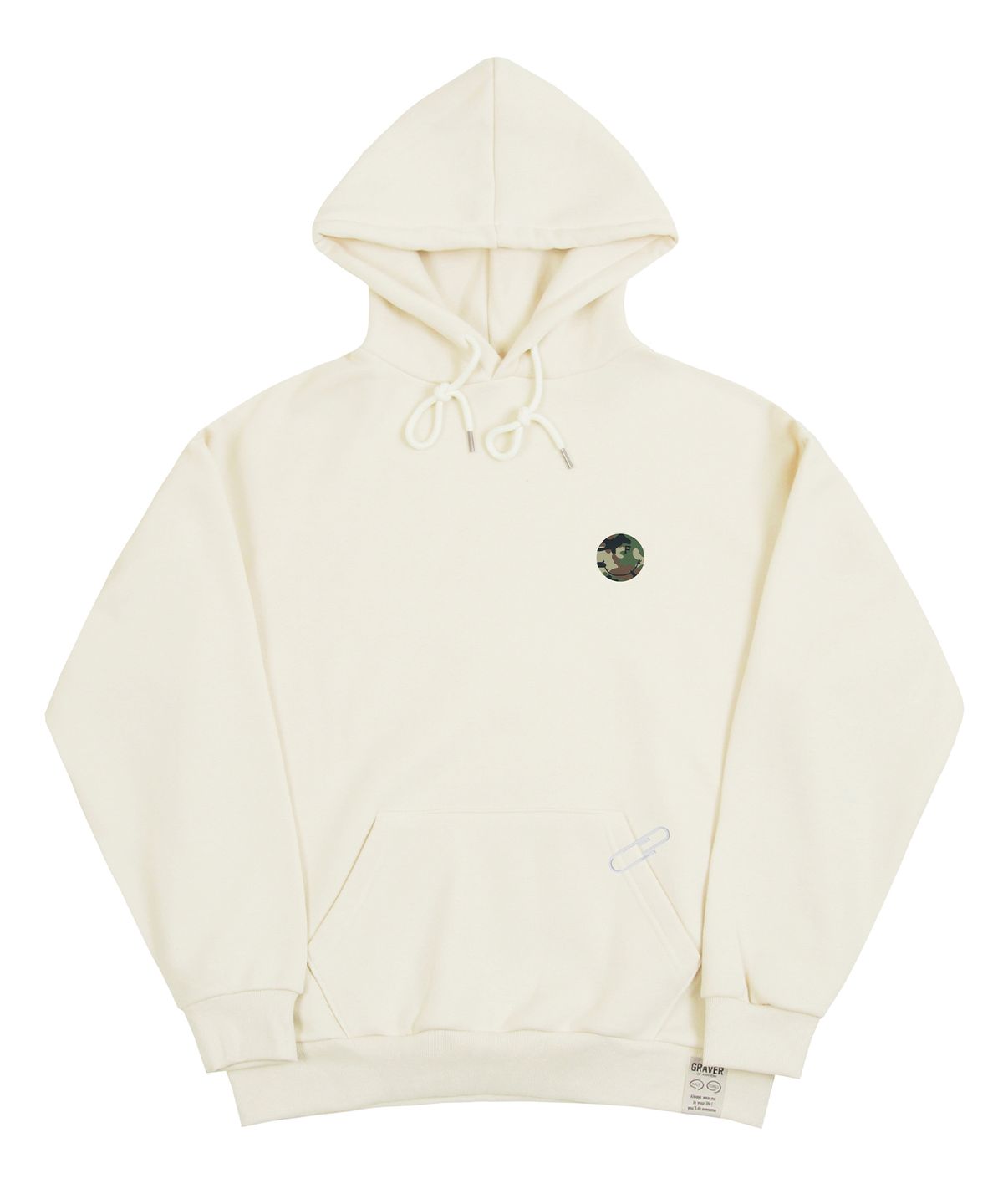 그레이버(GRAVER) [UNISEX]스몰 카모 도트스마일 후드티_크림