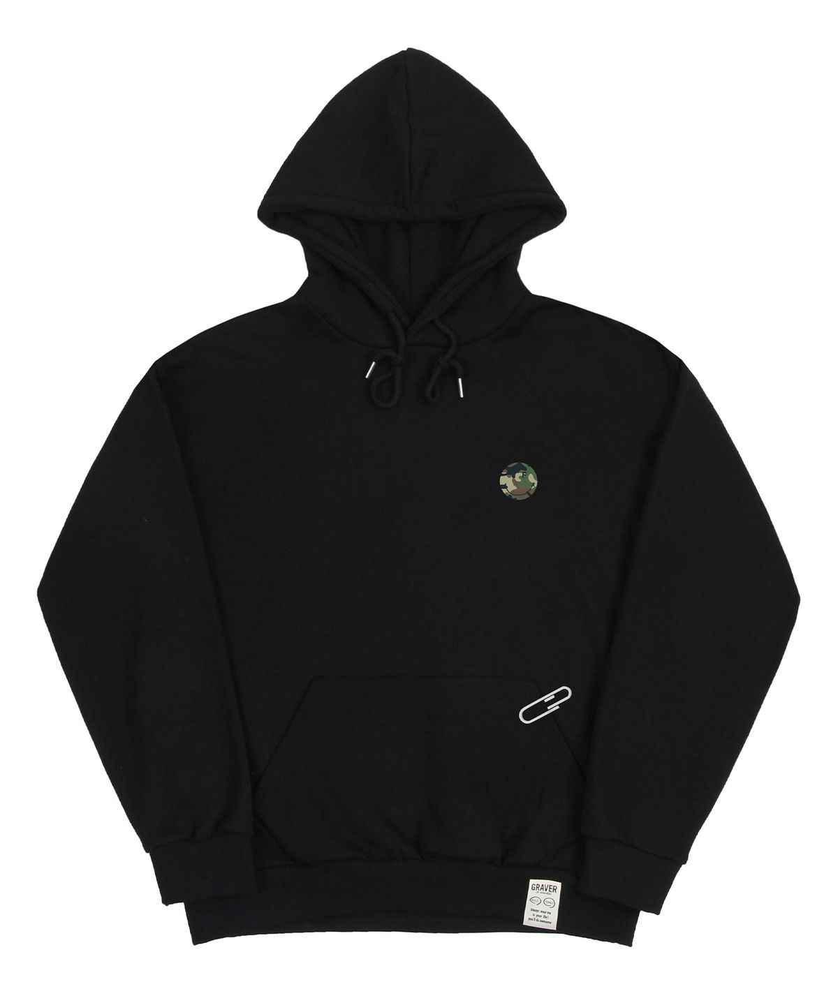 그레이버(GRAVER) [UNISEX]스몰 카모 도트스마일 후드티_블랙