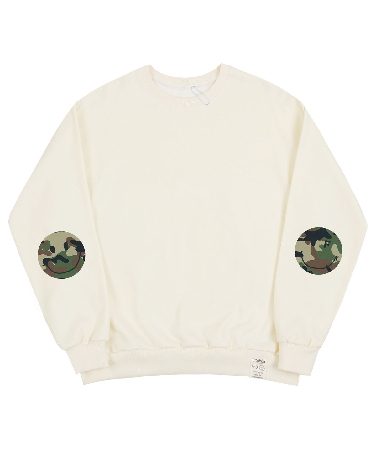 그레이버(GRAVER) [UNISEX]엘보우 카모 도트스마일 맨투맨_크림