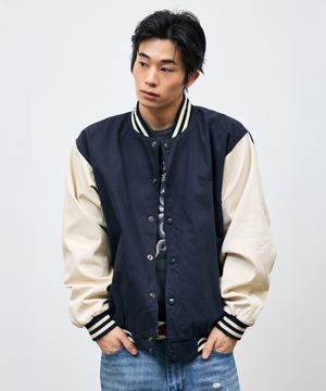 빈티지 무드 베이스볼 자켓 (네이비)