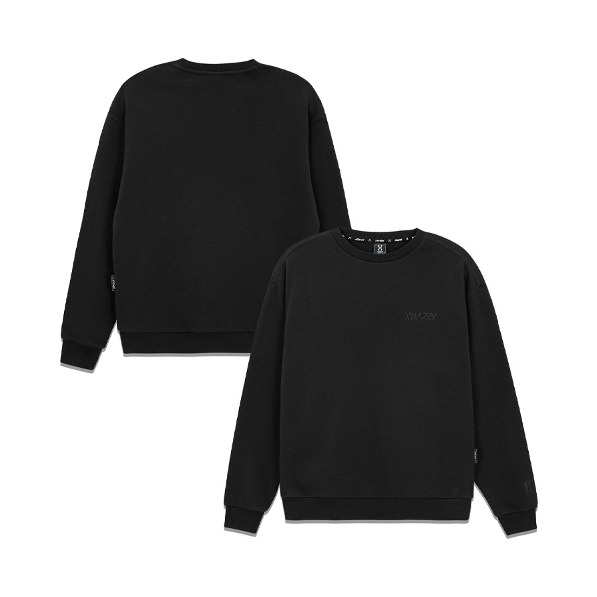 엑스네지(XNAZZY) 스몰로고 오버핏 맨투맨 XN21FWMATS01[BLACK]