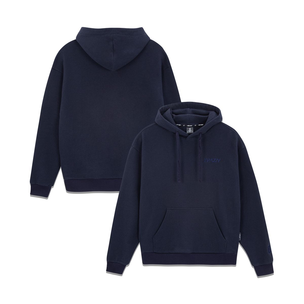 엑스네지(XNAZZY) 스몰로고 오버핏후드티 XN21FWHDTS01 [NAVY]