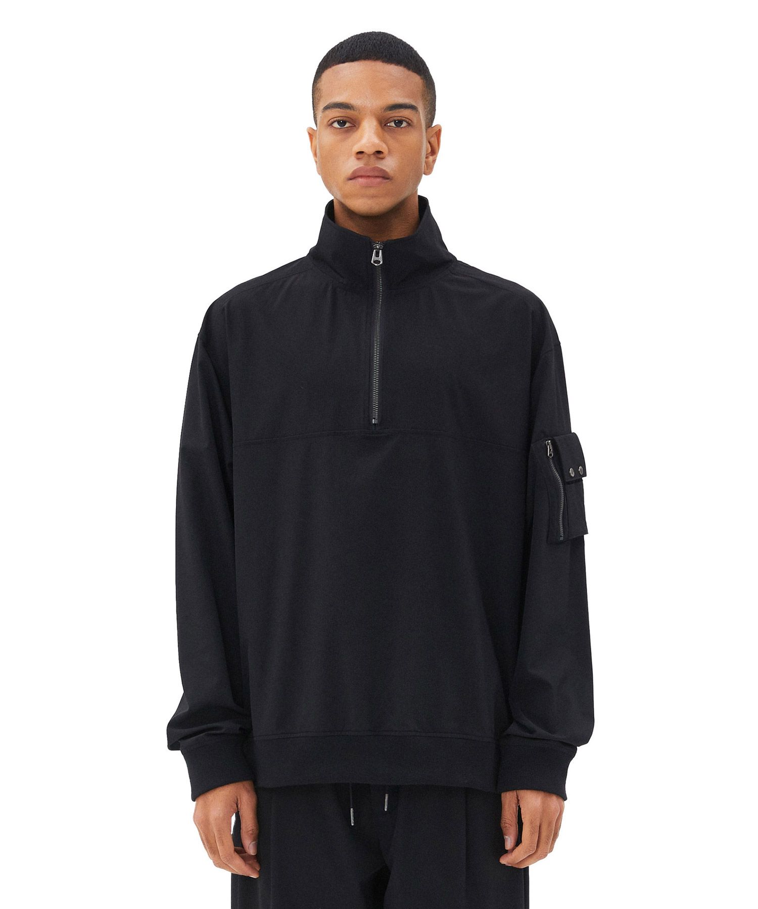 フリースナイロンジャケット 黒 MUSINSA公式 | IL CORSO [DRY COOL] Black Overfit Half Zip Up