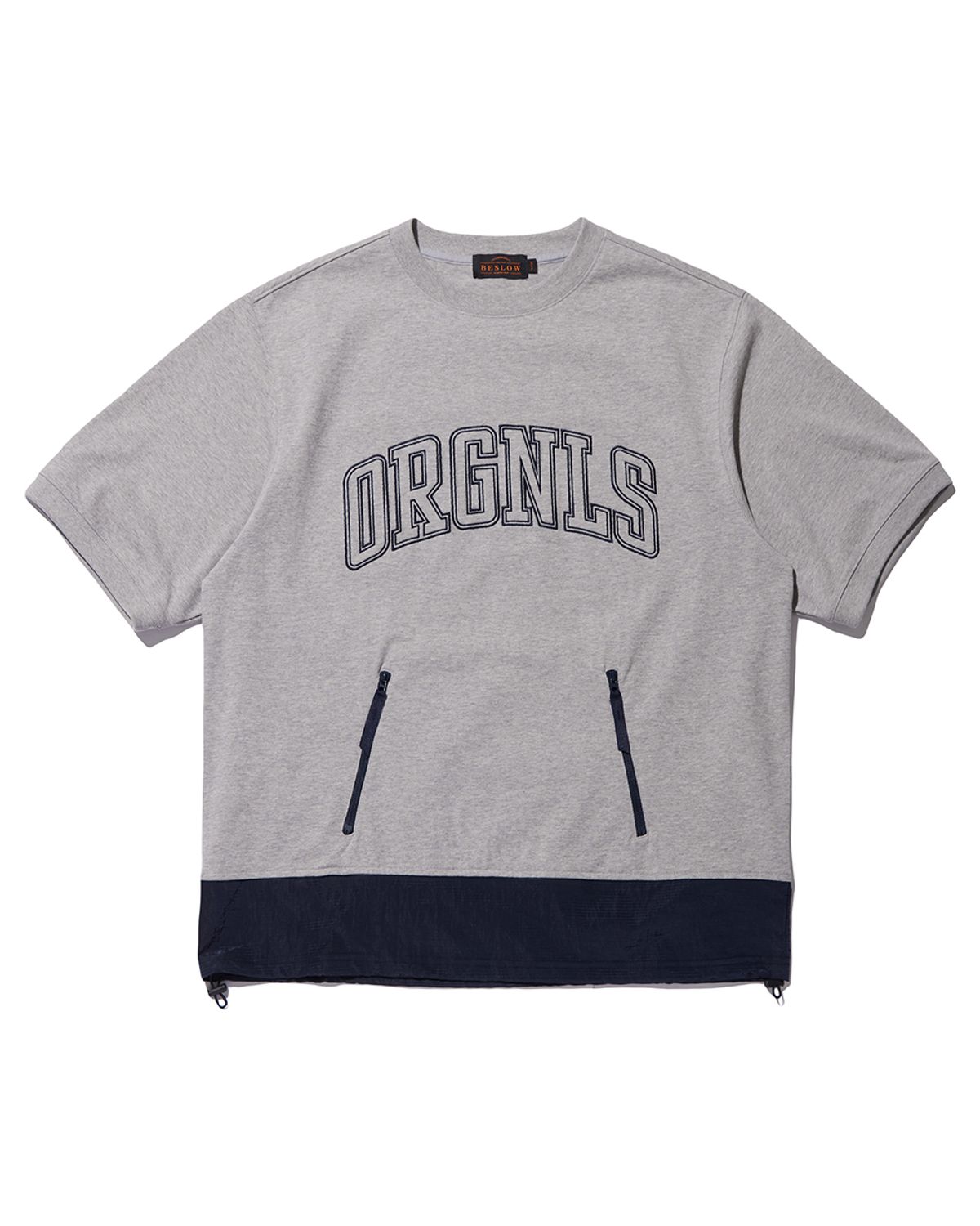 비슬로우(BESLOW) CONTRAST PANNEL SWEAT HALF SHIRT MEALNGE GREY