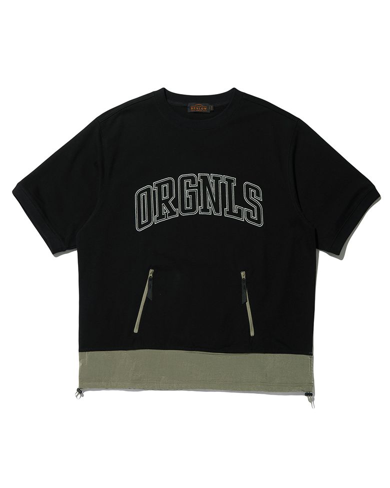 CONTRAST PANNEL SWEAT HALF SHIRT BLACK