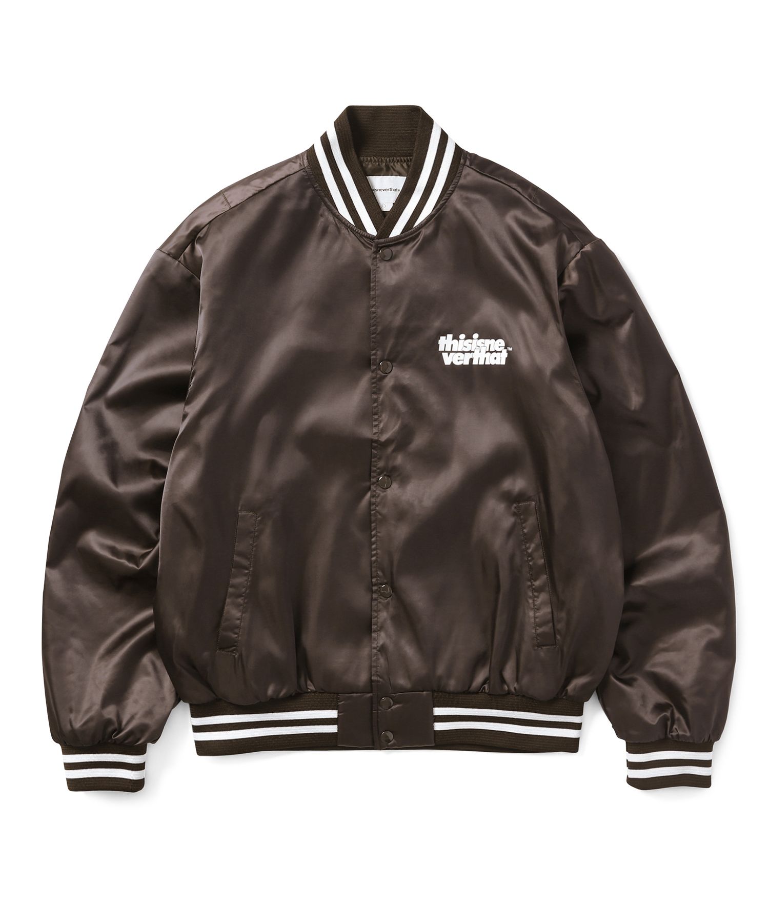 MUSINSA公式 | thisisneverthat Satin Varsity Jacket Brown