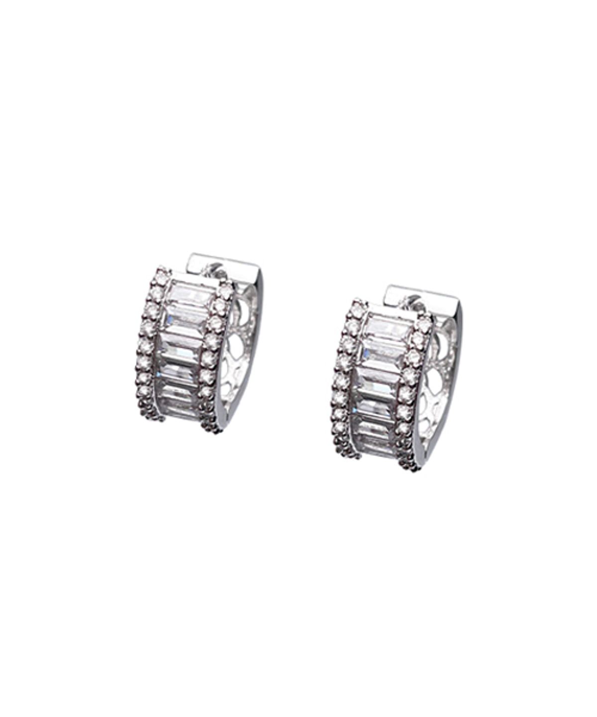 블랙 퍼플(BLACK PURPLE) 크리스탈 유리조각 미니 링 귀걸이_실버 Crystal Glass Piece Mini Ring Earrings_Silver