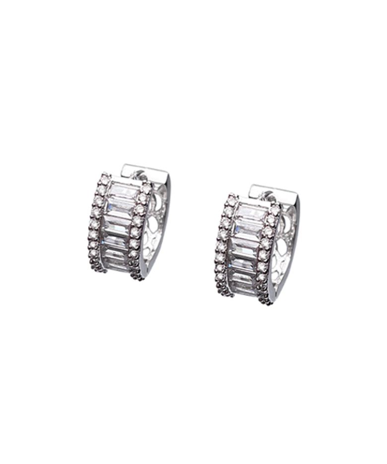 크리스탈 유리조각 미니 링 귀걸이_실버 Crystal Glass Piece Mini Ring Earrings_Silver