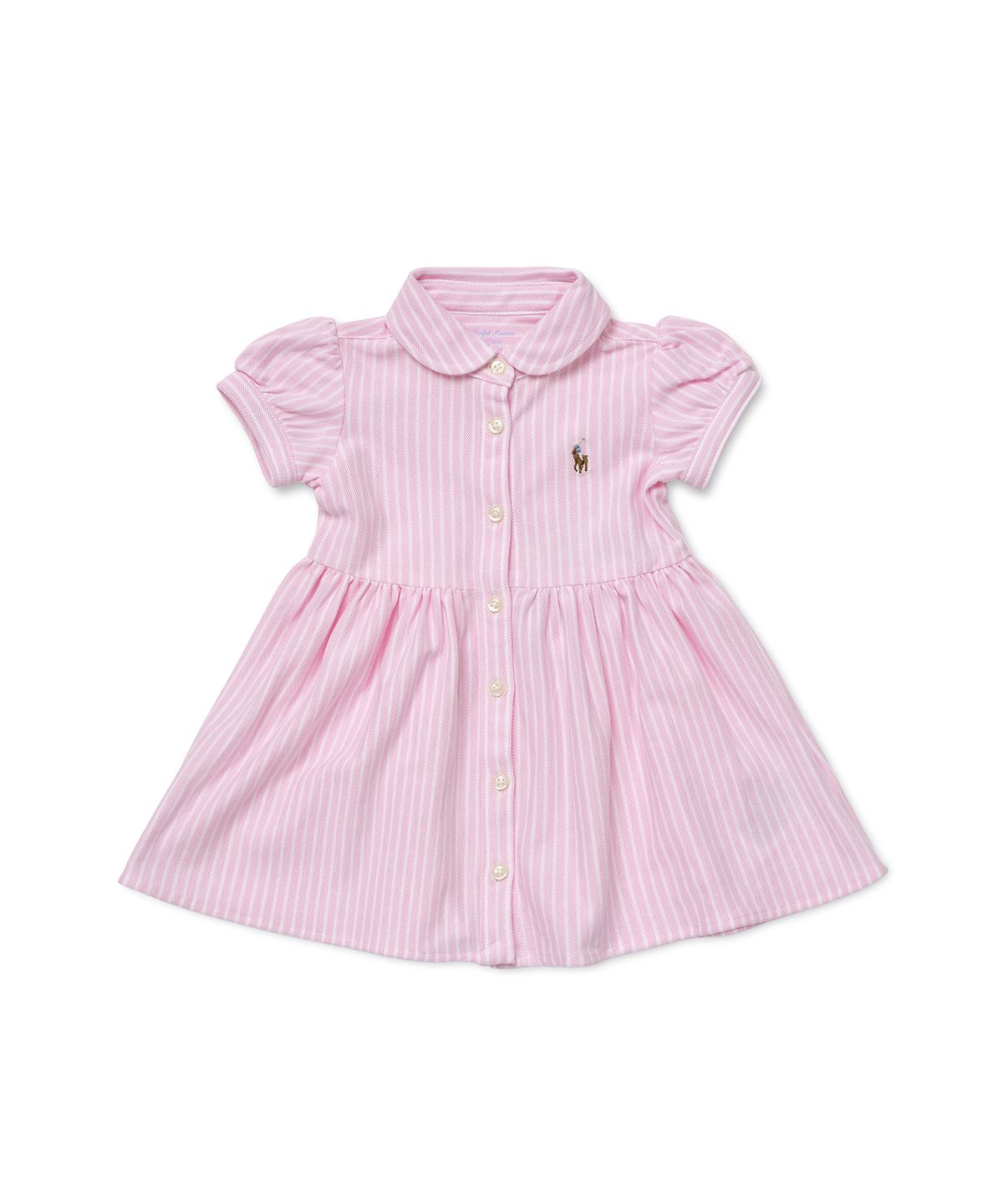 폴로 랄프 로렌 칠드런(POLO RALPH LAUREN CHILDREN) 베이비 여아 스트라이프 니트 옥스포드 폴로 드레스 - 핑크
