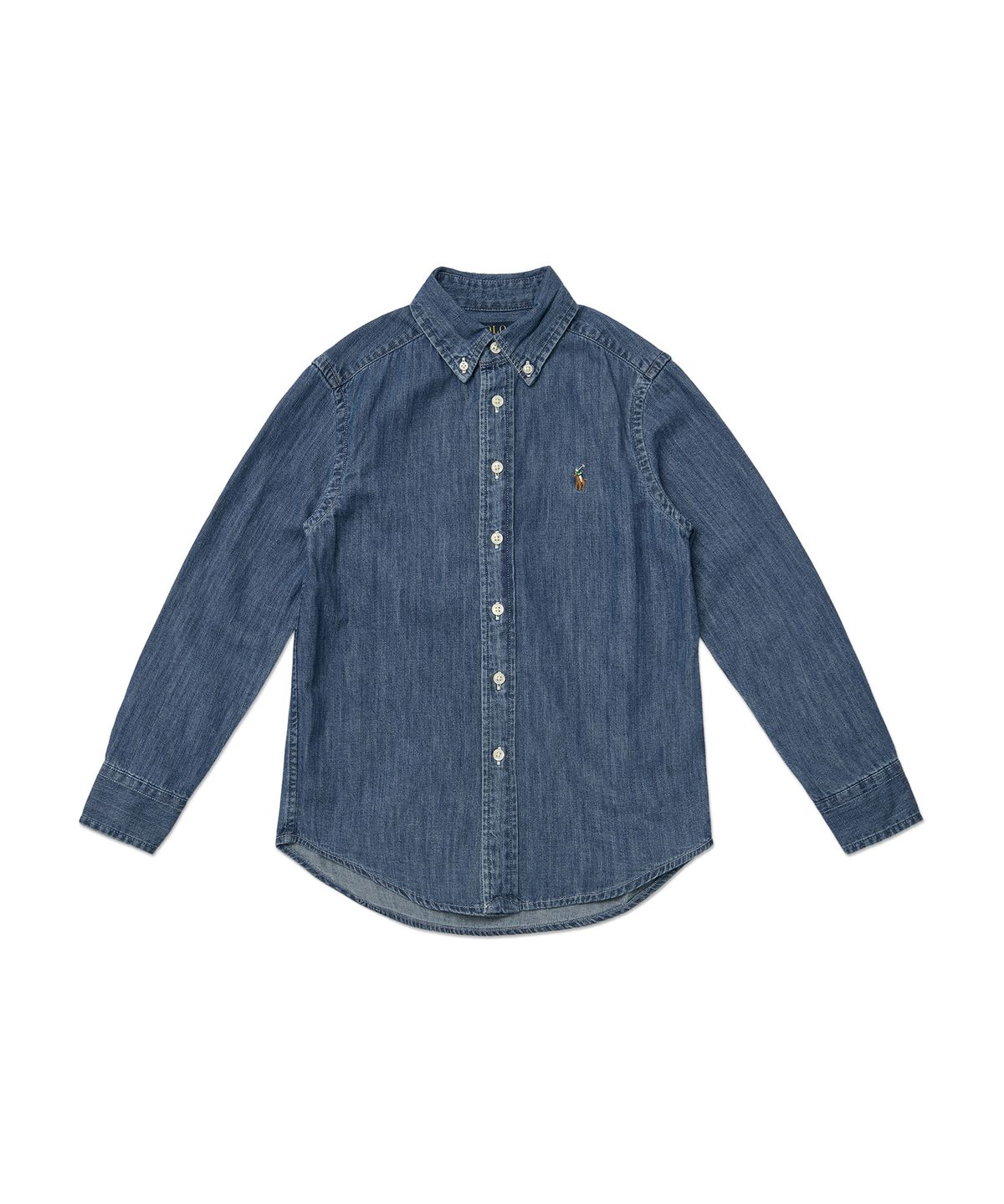 폴로 랄프 로렌 칠드런(POLO RALPH LAUREN CHILDREN) 남아 8-18세 코튼 샴브레이 셔츠 - 다크 블루