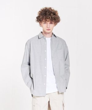 T[1001]옥스포드 와이드 셔츠(그레이)