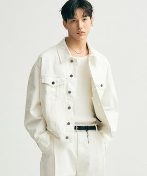 오버핏 크롭 데님 자켓 (크림)