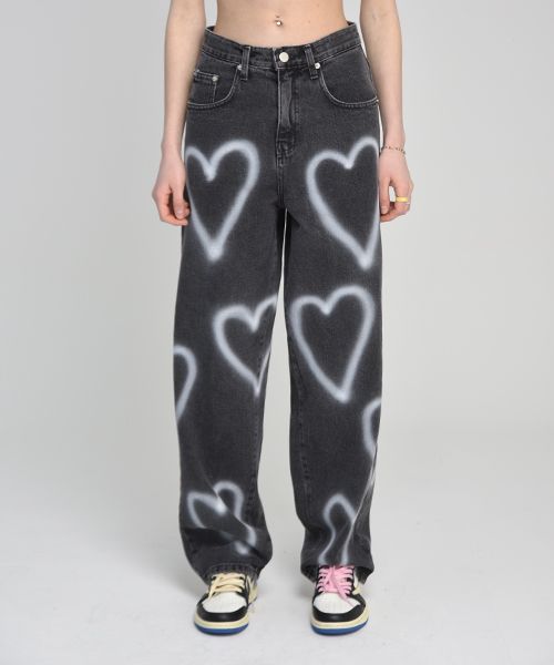 ★MIDNIGHT MOVE★ heart 2 t black MUSINSA | MIDNIGHT MOVE [unisex] heart denim pants (black)