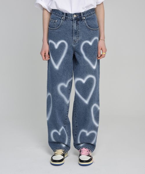 MUSINSA | MIDNIGHT MOVE [unisex] heart denim pants (blue)