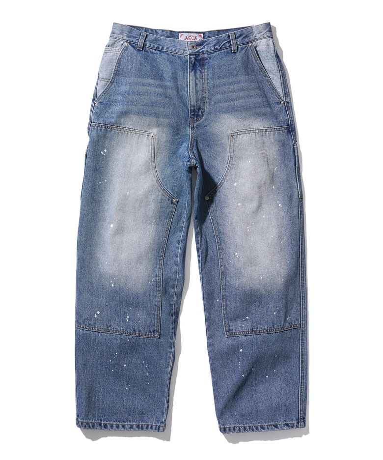DOUBLE KNEE PAINTED DENIM-BLUE
