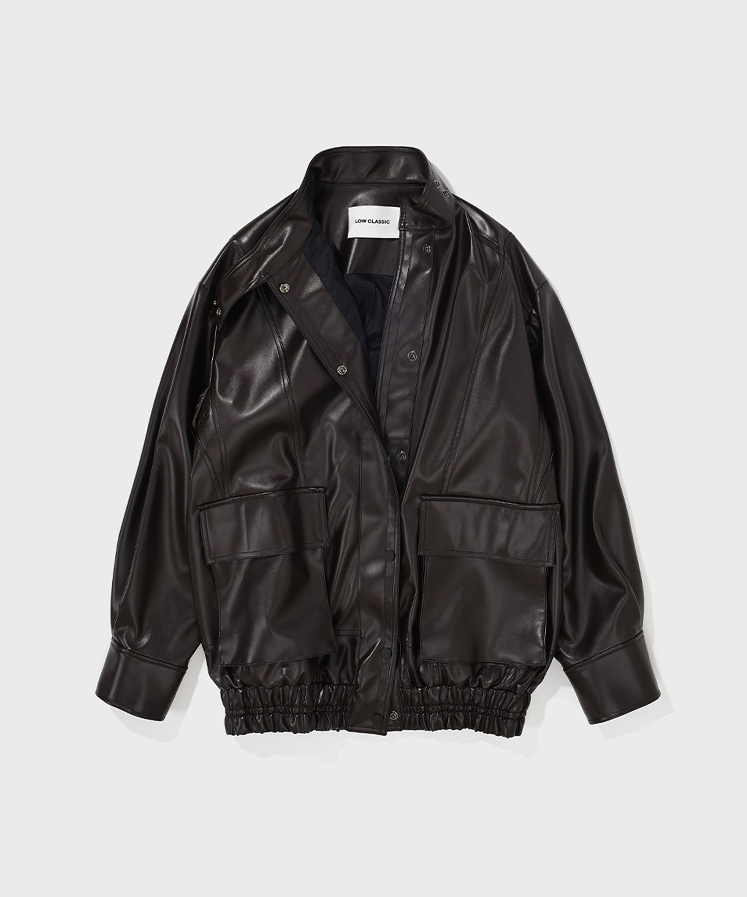 [LOW CLASSIC] / ☆ 24SS LEATHER BLOUSON JACKET / BLACK Low Classic Grained Faux-Leather Jacket In Black - 64% Off