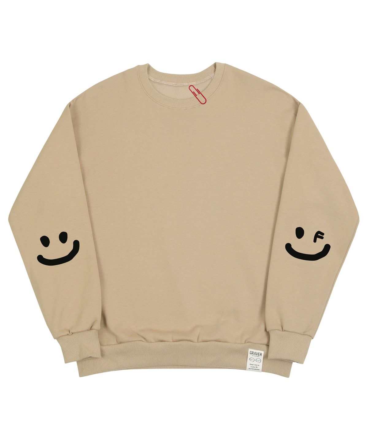 그레이버(GRAVER) [UNISEX]엘보우 스마일드로잉 맨투맨_베이지