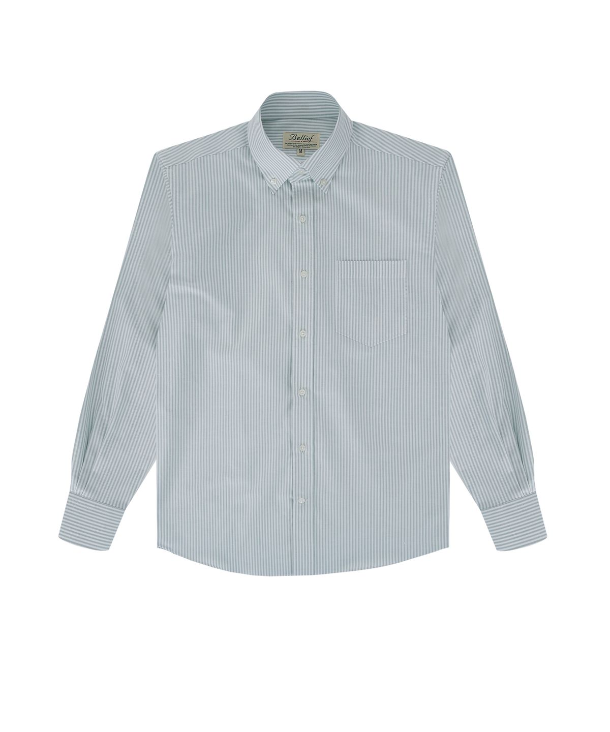 벨리프(BELLIEF) Oxford Cotton stripe Button down shirt (Green)