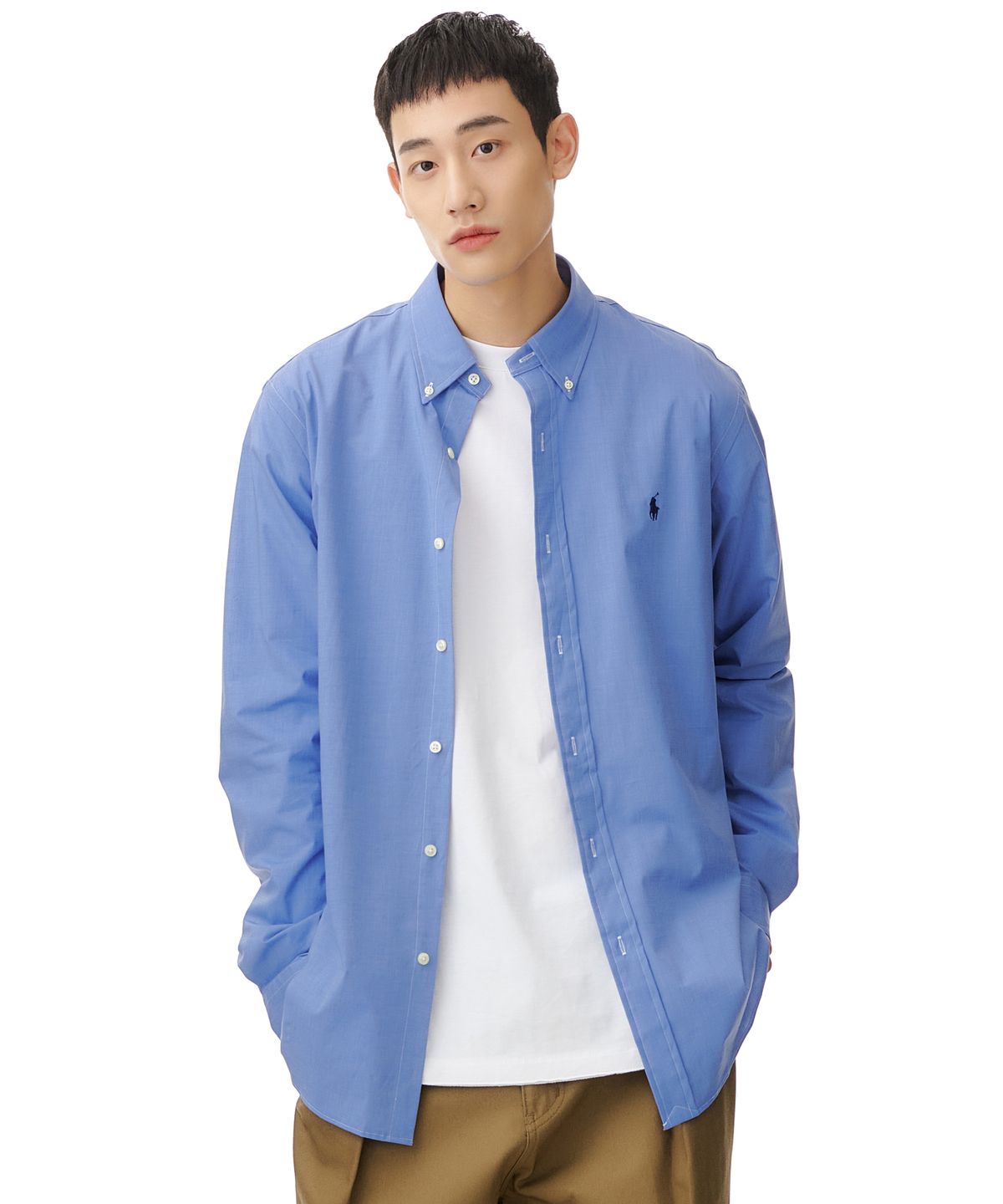 폴로 랄프 로렌(POLO RALPH LAUREN) 롱슬리브 포플린 셔츠 - 블루