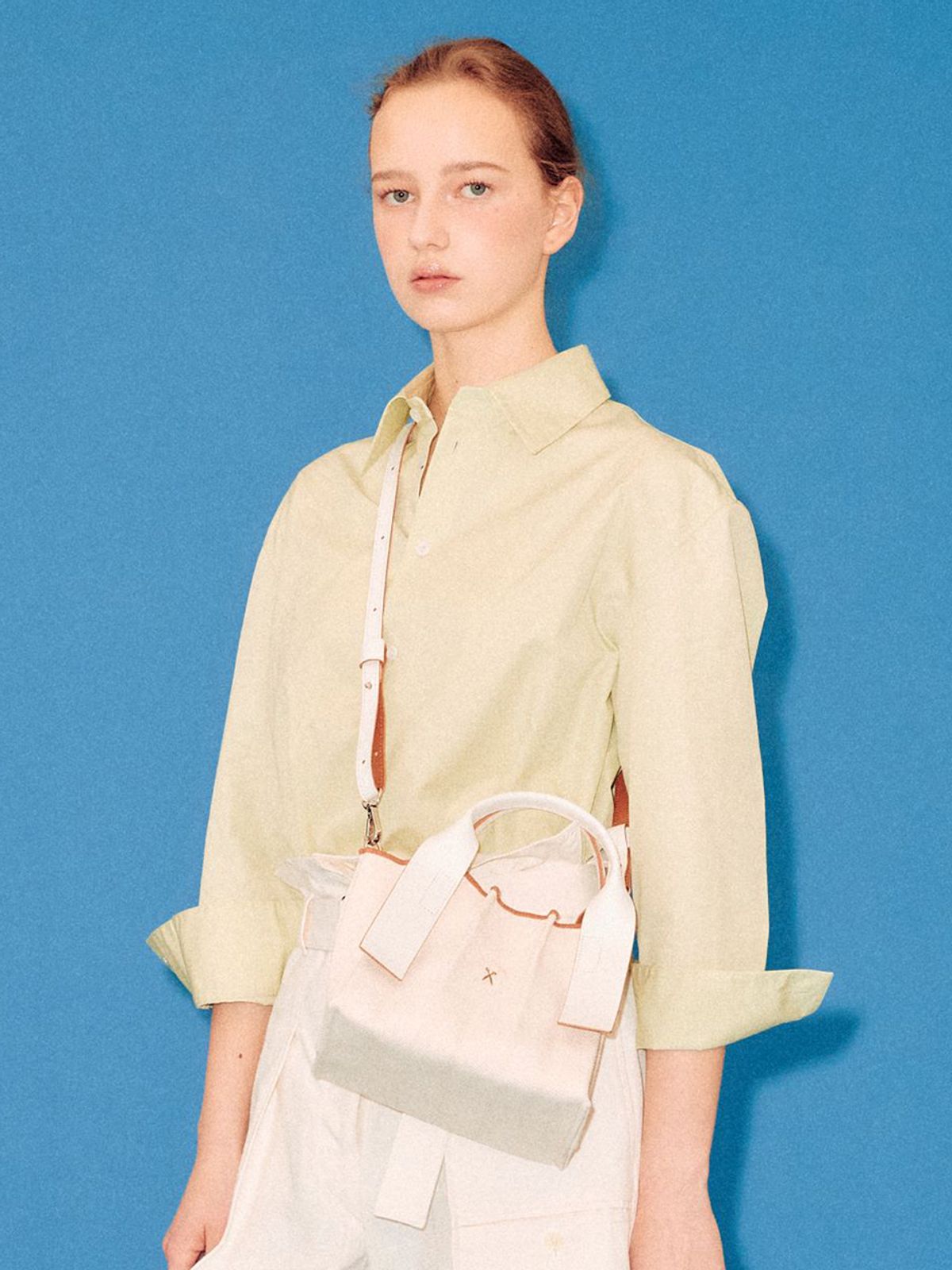 조셉앤스테이시(JOSEPH&STACEY) Lucky Pleats Canvas Tote XS Ivory_Cream