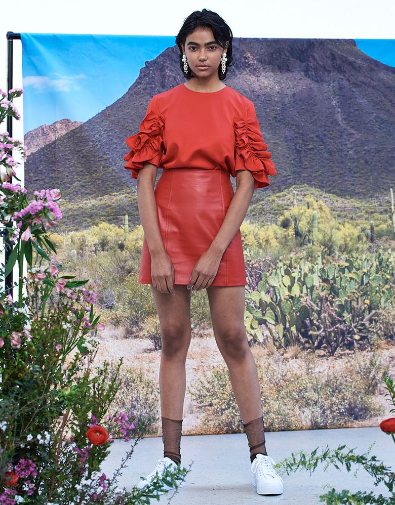Real Leather Mini Skirt - Red