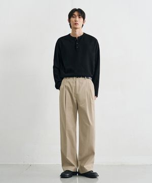 와이드 밴딩 치노 팬츠 [L.BEIGE]