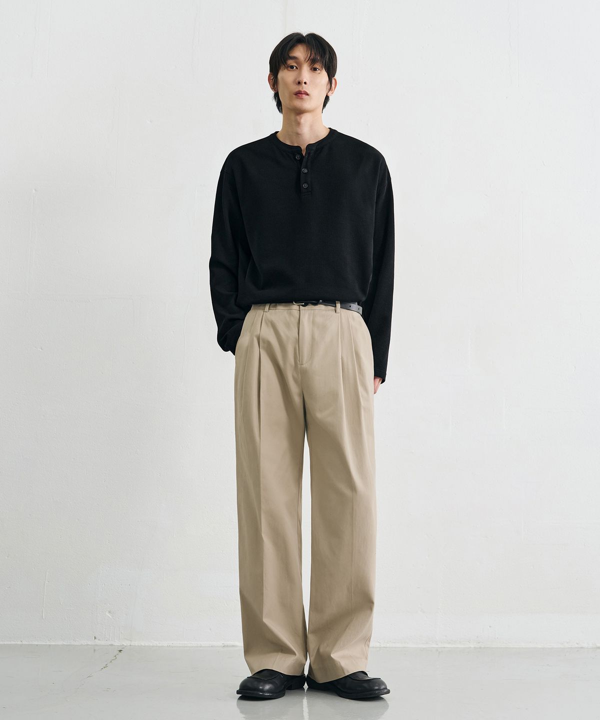 드로우핏(DRAW FIT) 와이드 밴딩 치노 팬츠 [L.BEIGE]