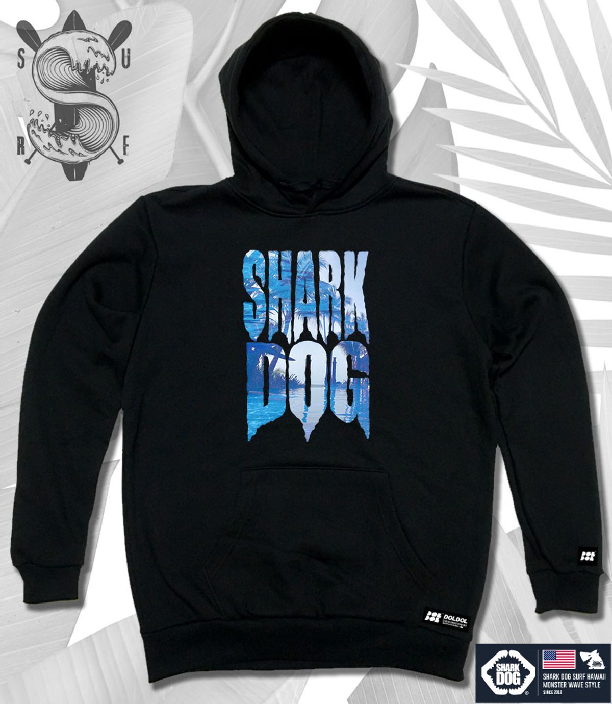 돌돌(DOLDOL) SHARK-DOG-HOODY-11 샤크독 서핑 하와이 캐릭터 그래픽 후드티 후디