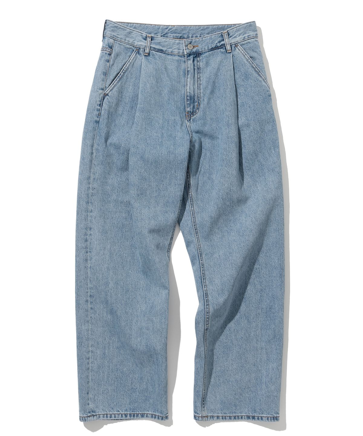 유니폼브릿지(UNIFORM BRIDGE) wide one tuck denim pants light indigo