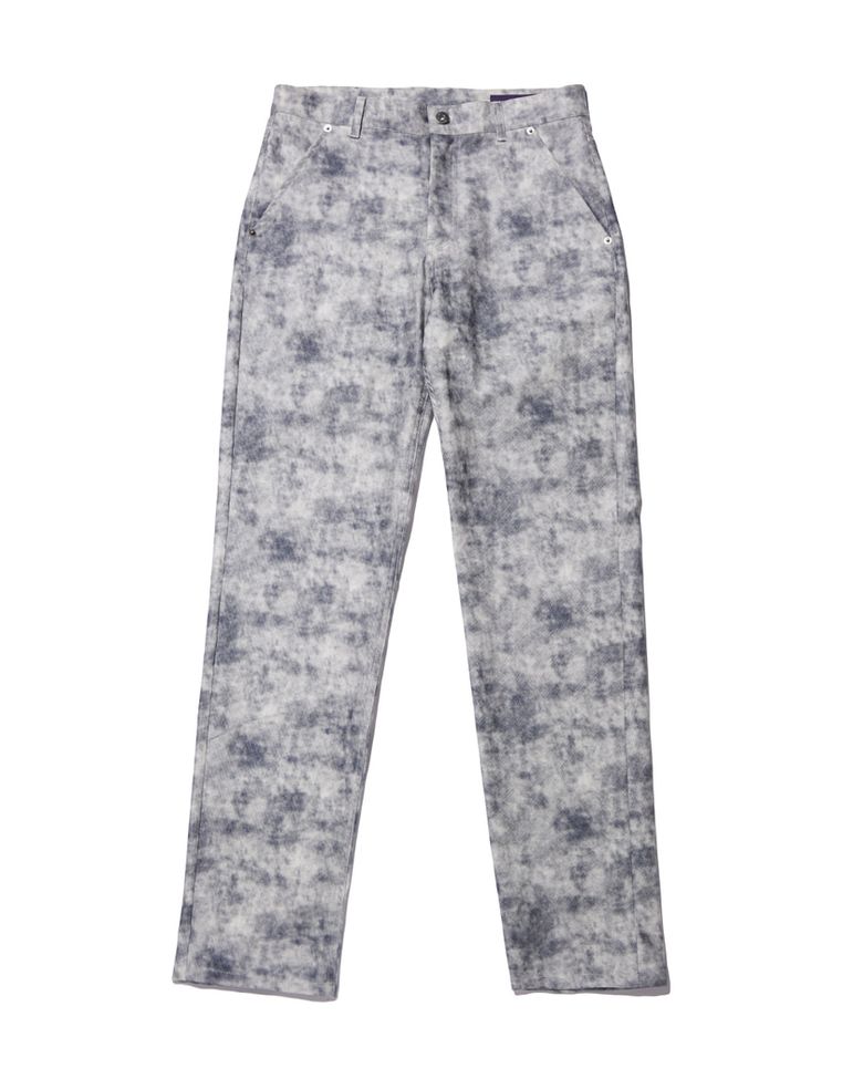 PRINTED LEATHER PANTS LIGHT GREY