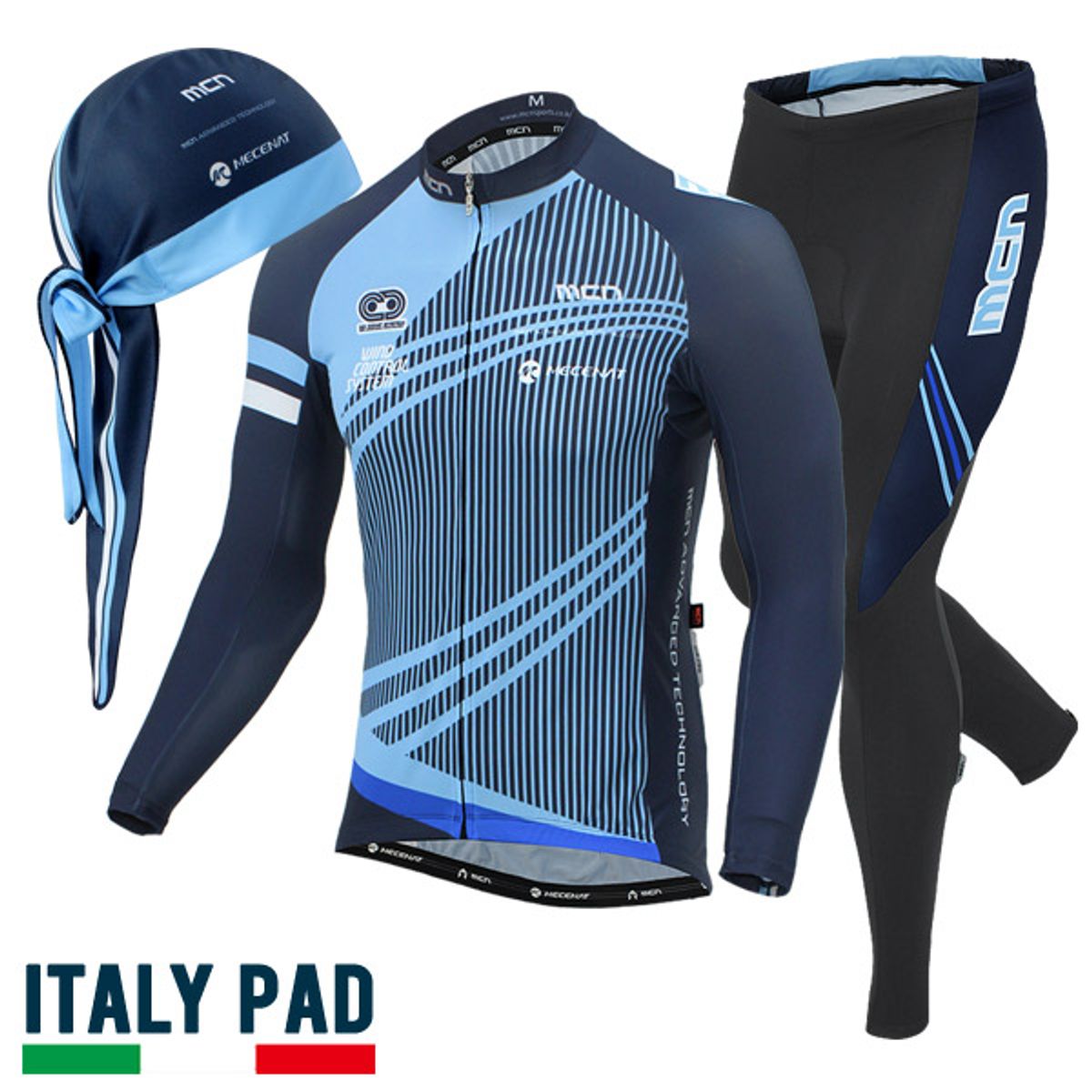 엠씨엔스포츠(MCNSPORTS) 스카이폴 긴팔져지+패드바지+두건 자전거의류