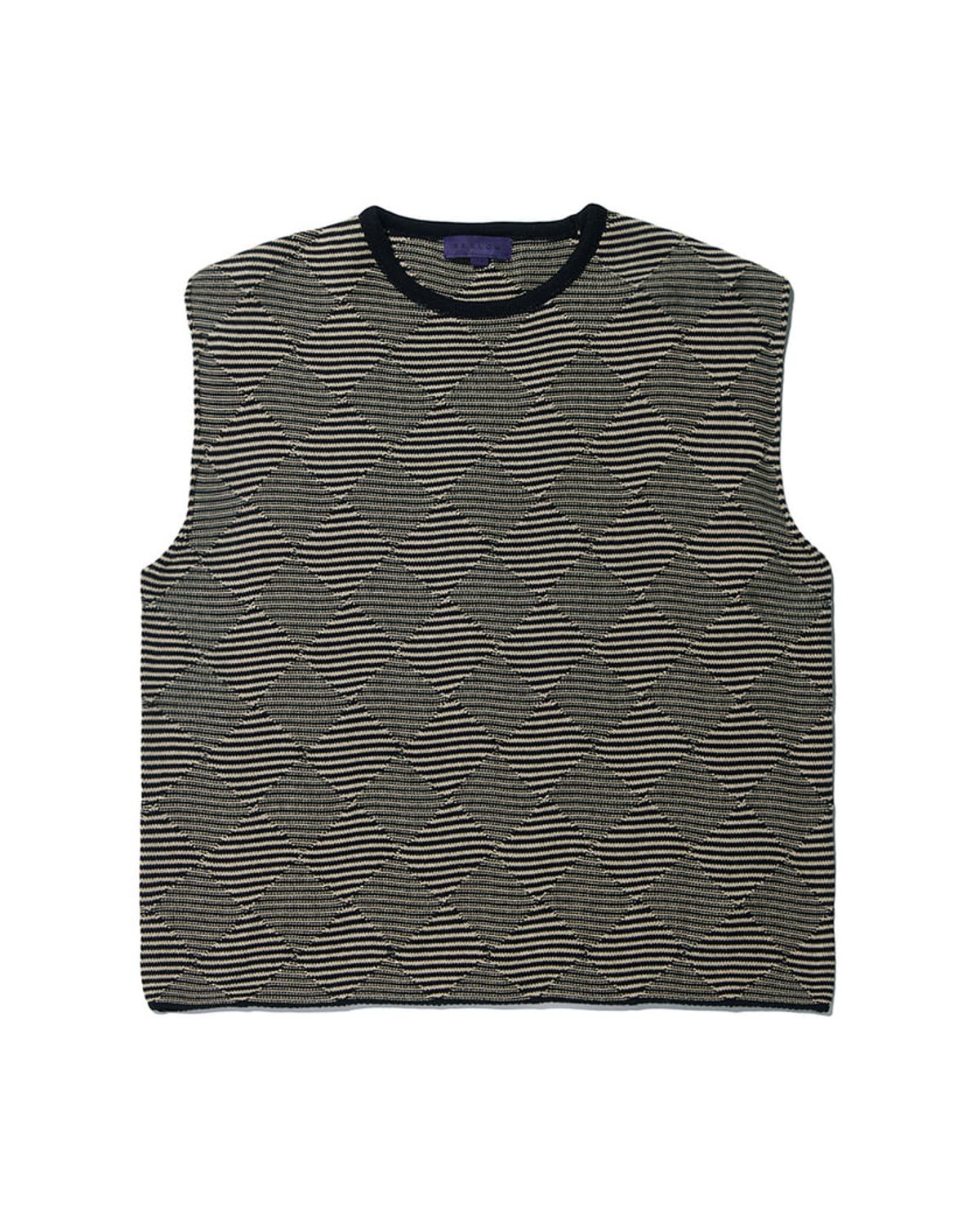 비슬로우(BESLOW) CHECKER BOARD KNIT VEST BLACK BEIGE