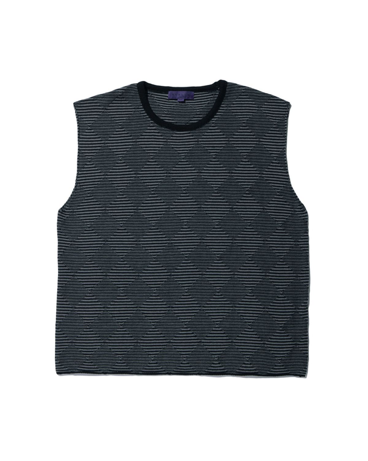 비슬로우(BESLOW) CHECKER BOARD KNIT VEST BLACK GREY