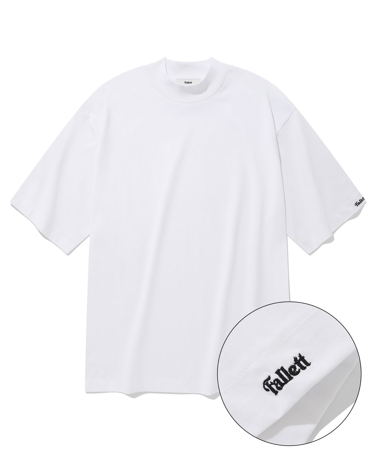 팔렛(FALLETT) 스토리로고 모크넥 반팔티 화이트