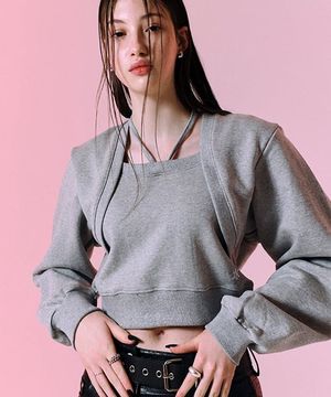 Bolero Layered Sweat_Melange Grey