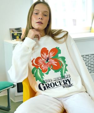 POPPY GROCERY SWEAT SHIRTS/WHITE