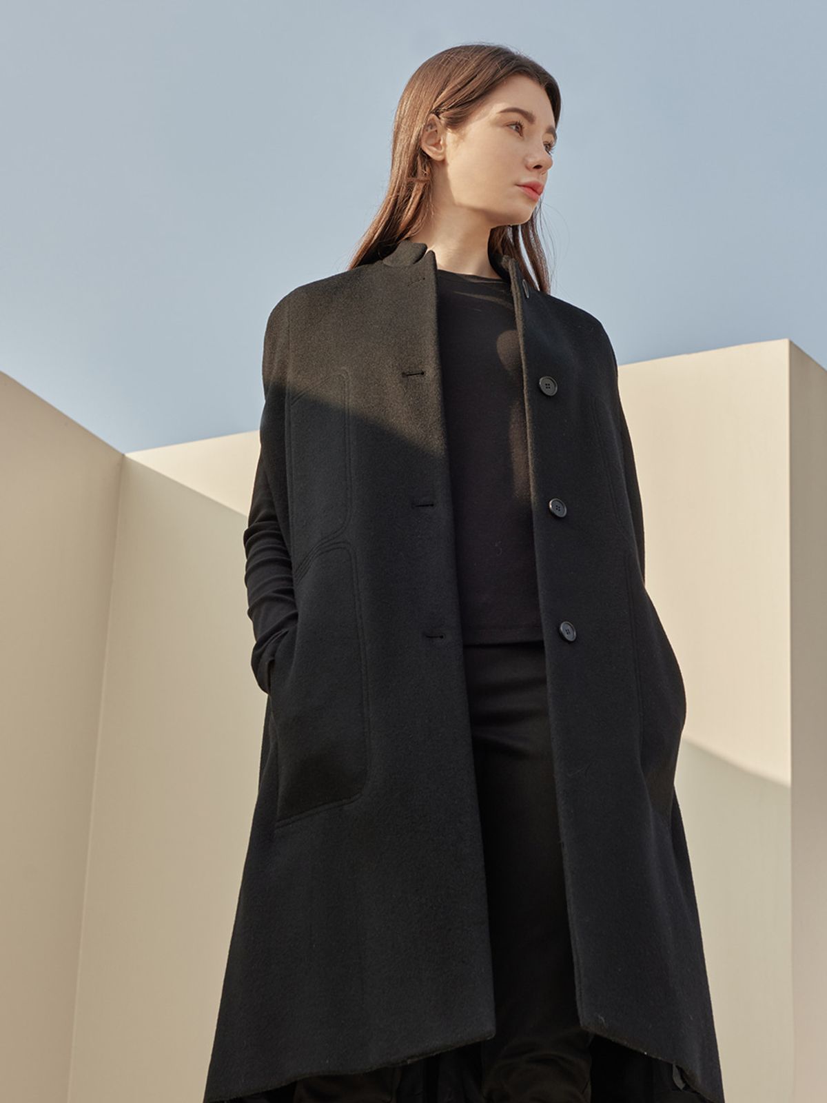 에이리프(A.RIFF) Bliss cape wool coat _BLACK