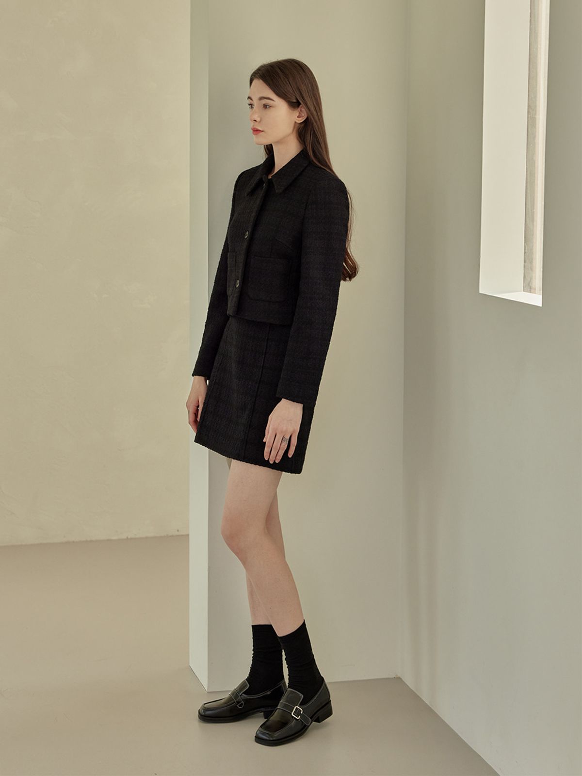 에이리프(A.RIFF) Dia tweed skirt_에이리프 트위드 미니 스커트 블랙