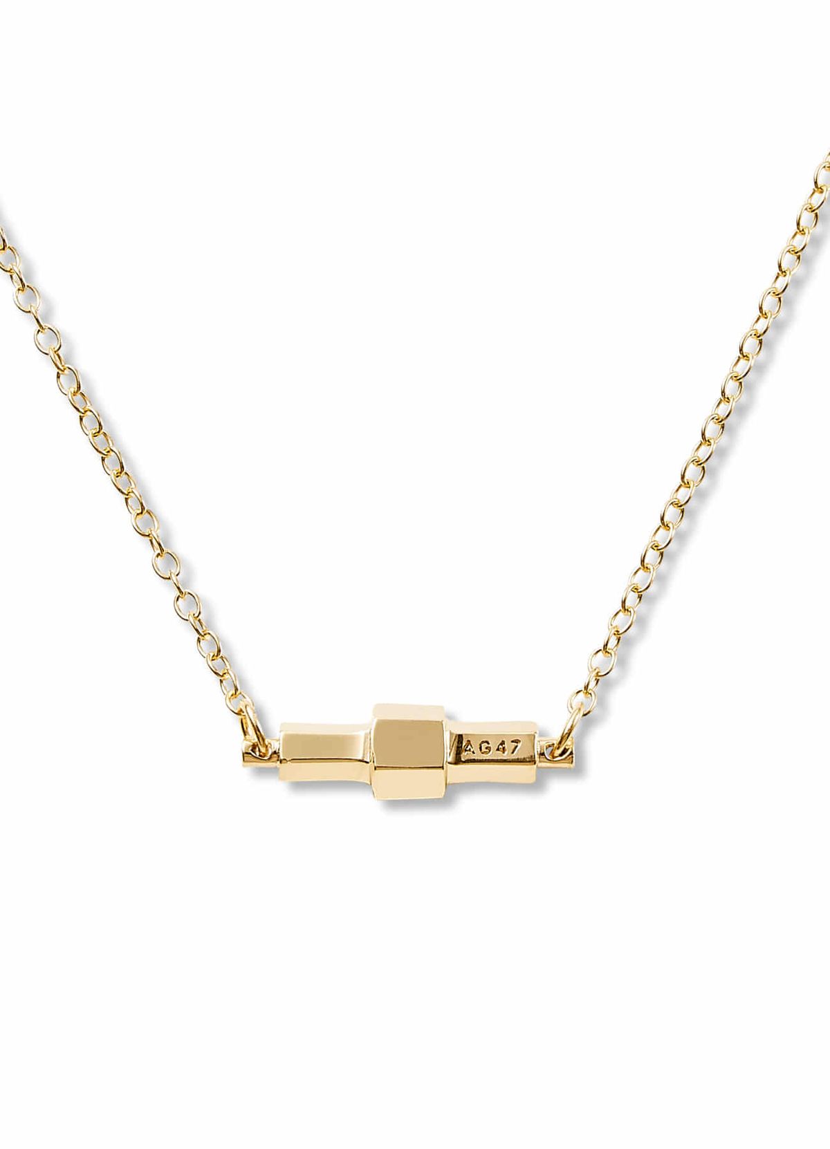 에이지47(AG47) [silver 925 ] stick necklace 01 hexagon gold