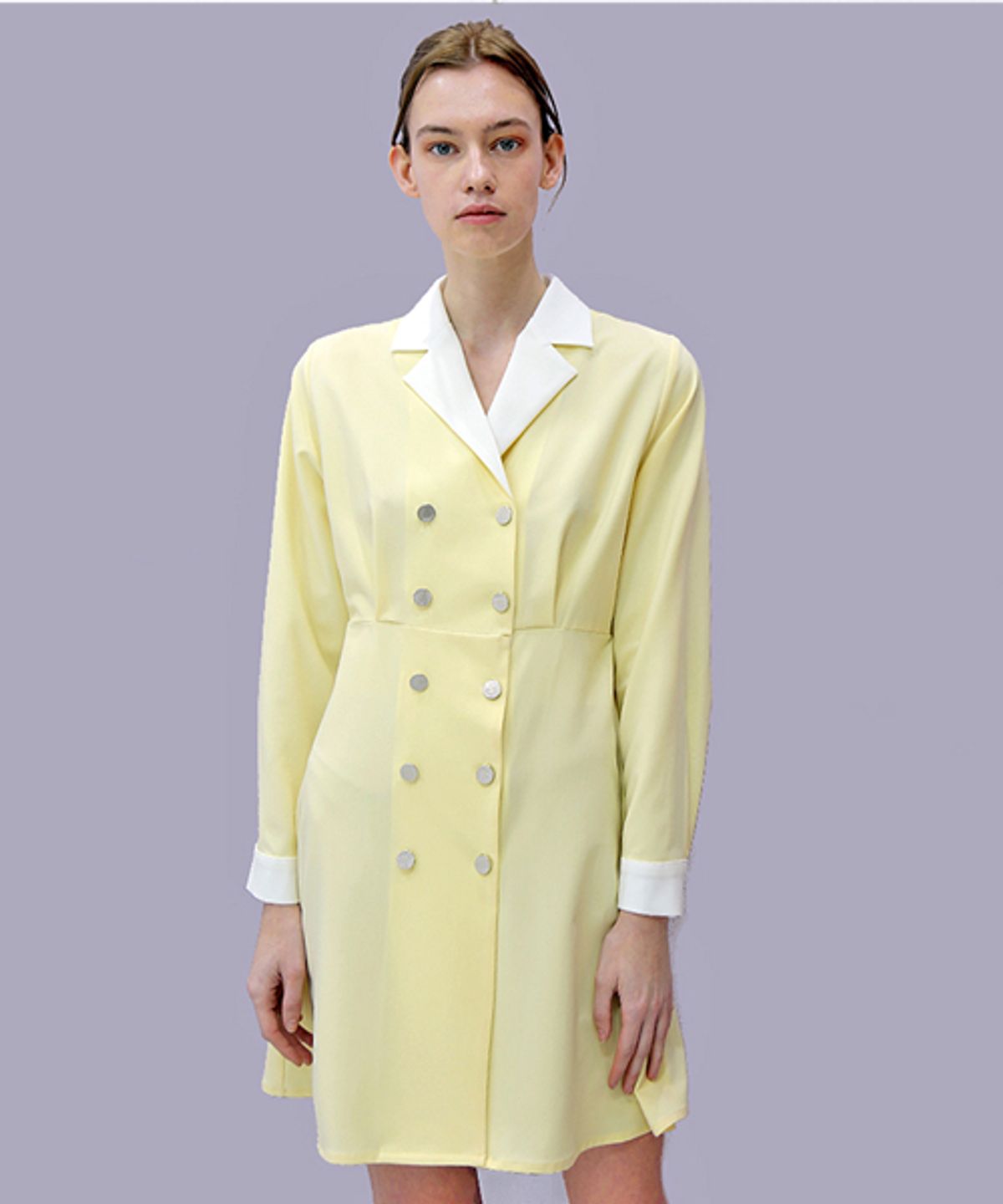 데미지니모닉(DAMAGE MNEMONIC) 카라 셔츠 옐로우 원피스_Collar Shirts Yellow OP