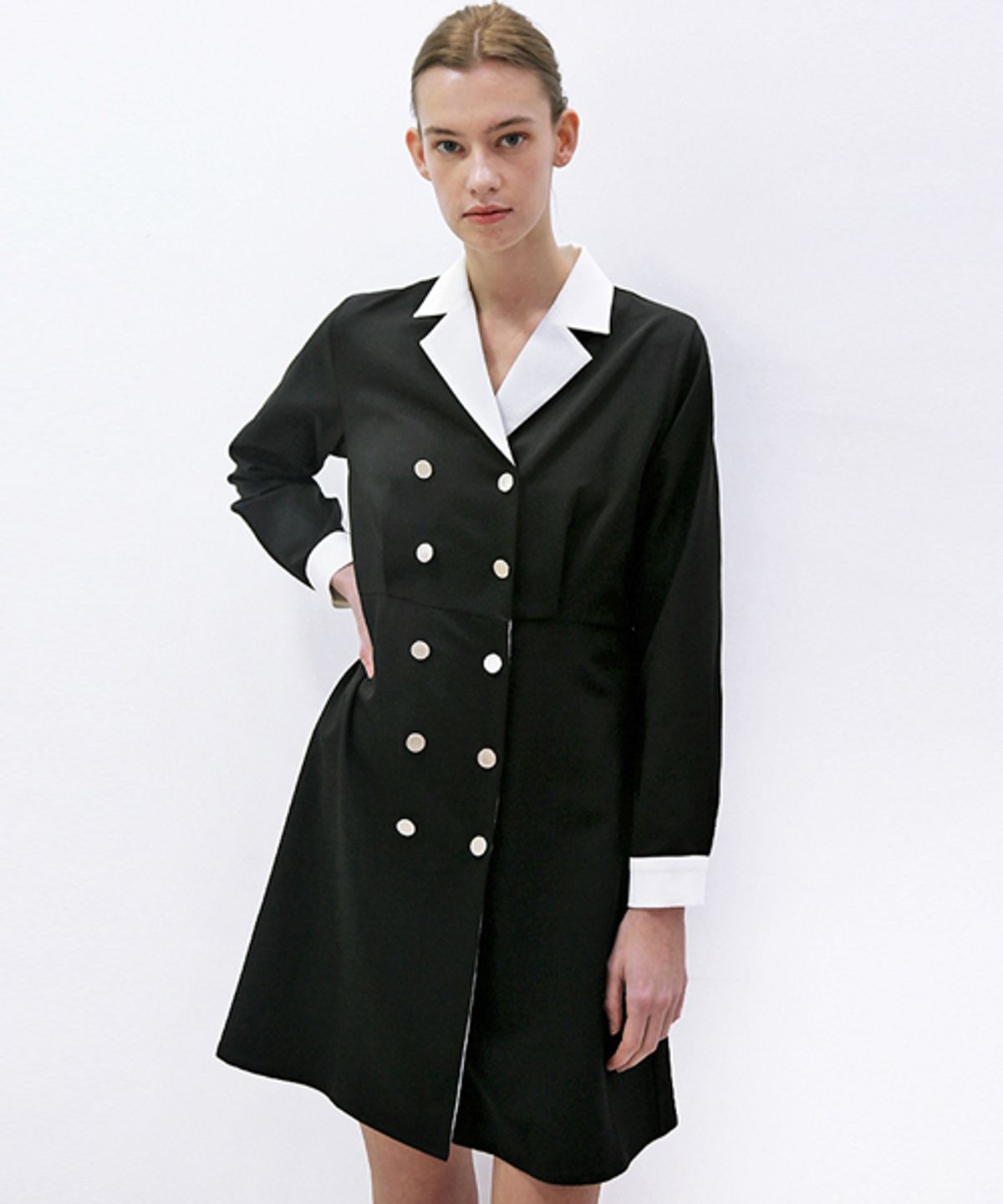 데미지니모닉(DAMAGE MNEMONIC) 카라 셔츠 블랙 원피스_Collar Shirts Black OP