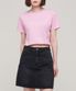 우먼즈 크루 넥 크롭 티셔츠 [핑크]