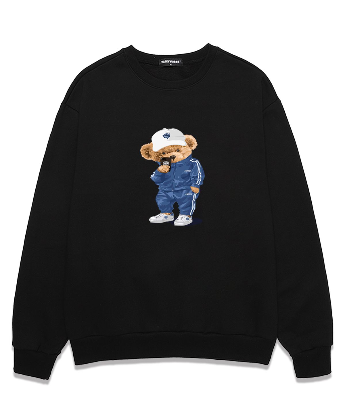 밴웍스(VANNWORKS) COMPORT BEAR 오버핏 맨투맨 (VNDTS105) 블랙