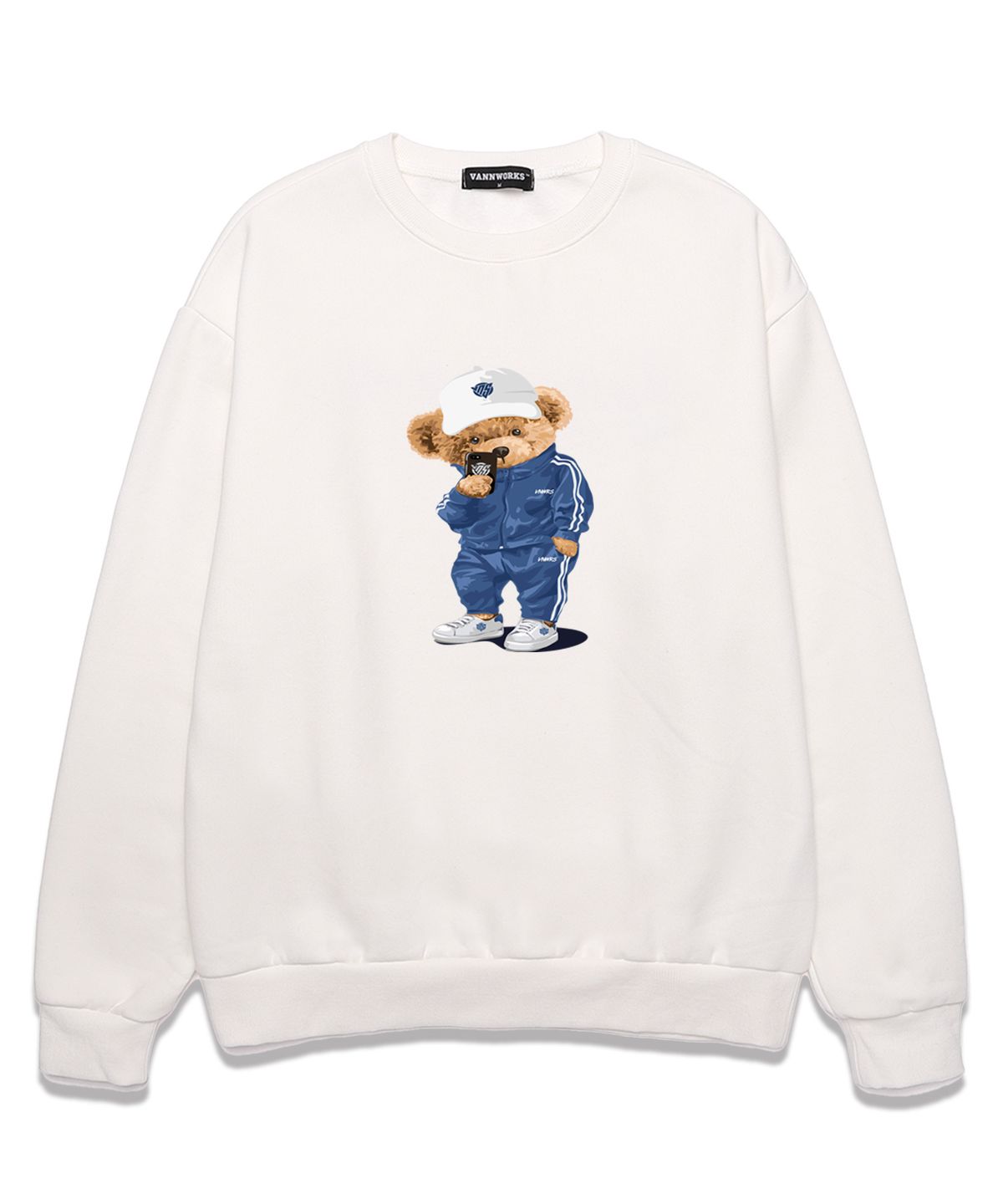 밴웍스(VANNWORKS) COMPORT BEAR 오버핏 맨투맨 (VNDTS105) 화이트