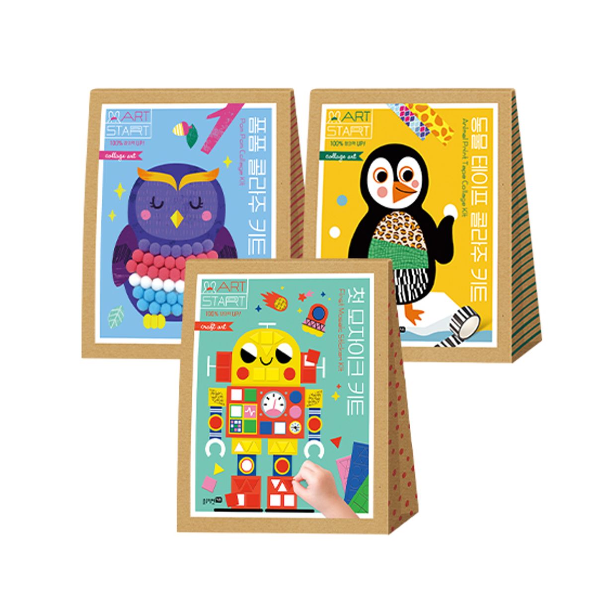 블루래빗(BLUERABBIT) 아트스타트: 폼폼 콜라주 키트 동물 테이프 콜라주 키트 첫 모자이크 키트 SET