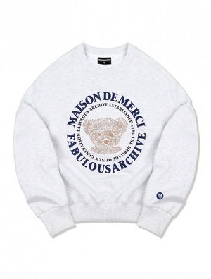 [기모선택]우먼즈 크롭 베어프렌즈 엠보자수 맨투맨 애쉬그레이(FCB3TS355W)