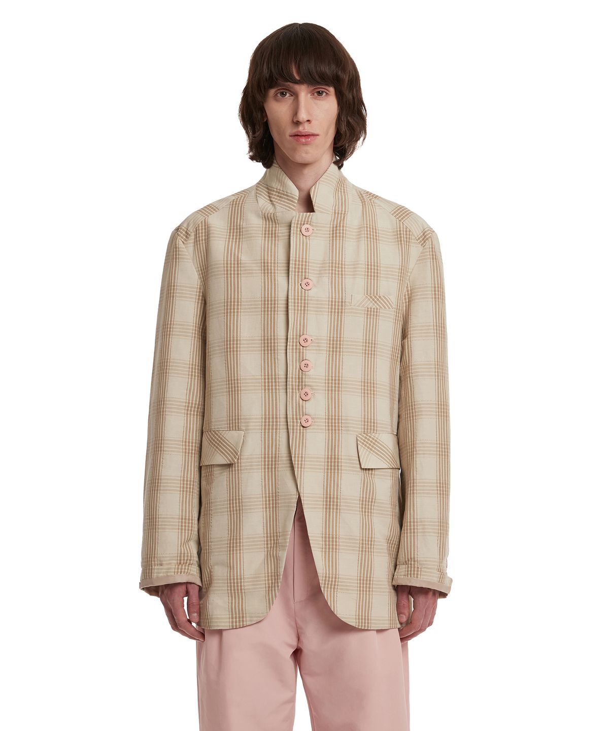트렁크프로젝트(TRUNK PROJECT) Check Linen Blazer_Beige